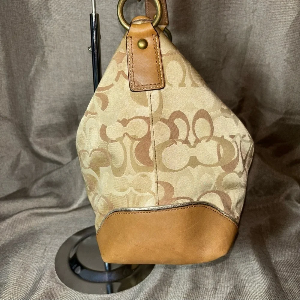 Y2K Coach Vintage Signature Sarah Optic Tan Hobo Bag F15667 - Picture 4 of 14